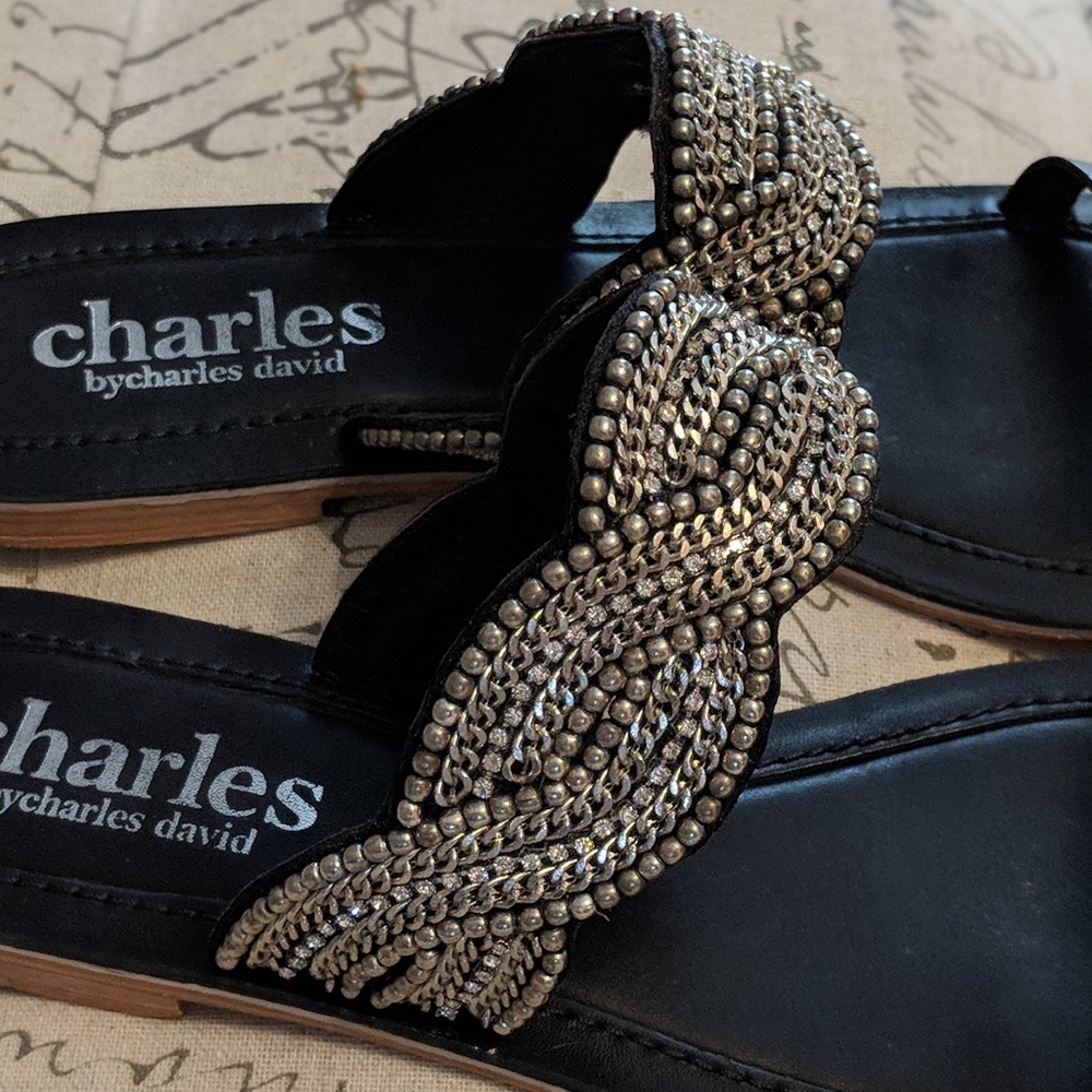CHARLES DAVID leather flat dress sandals - Picture 5 of 5